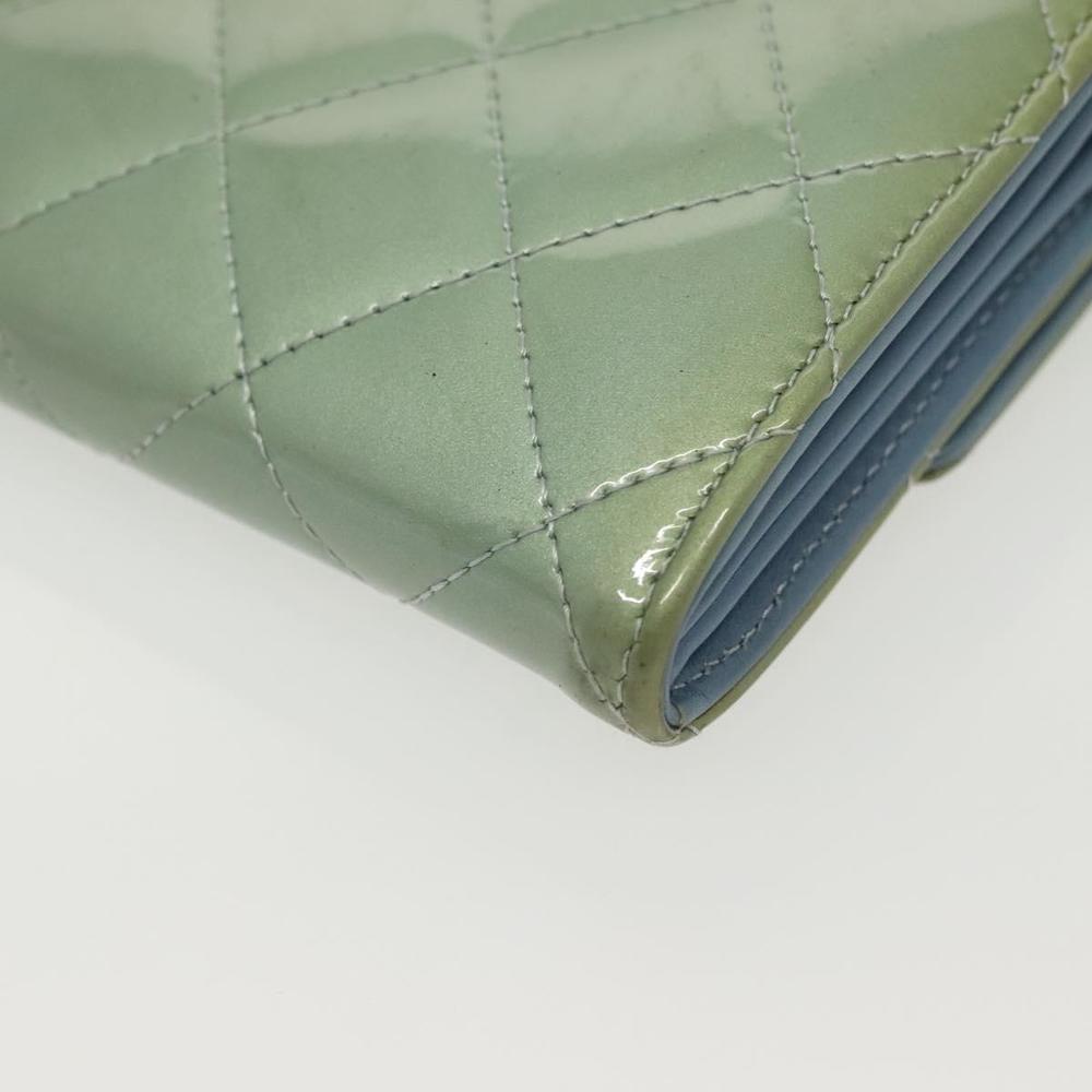 CHANEL Matelasse Long Wallet Enamel Green Silver CC Auth 138942 - Picture 16 of 16